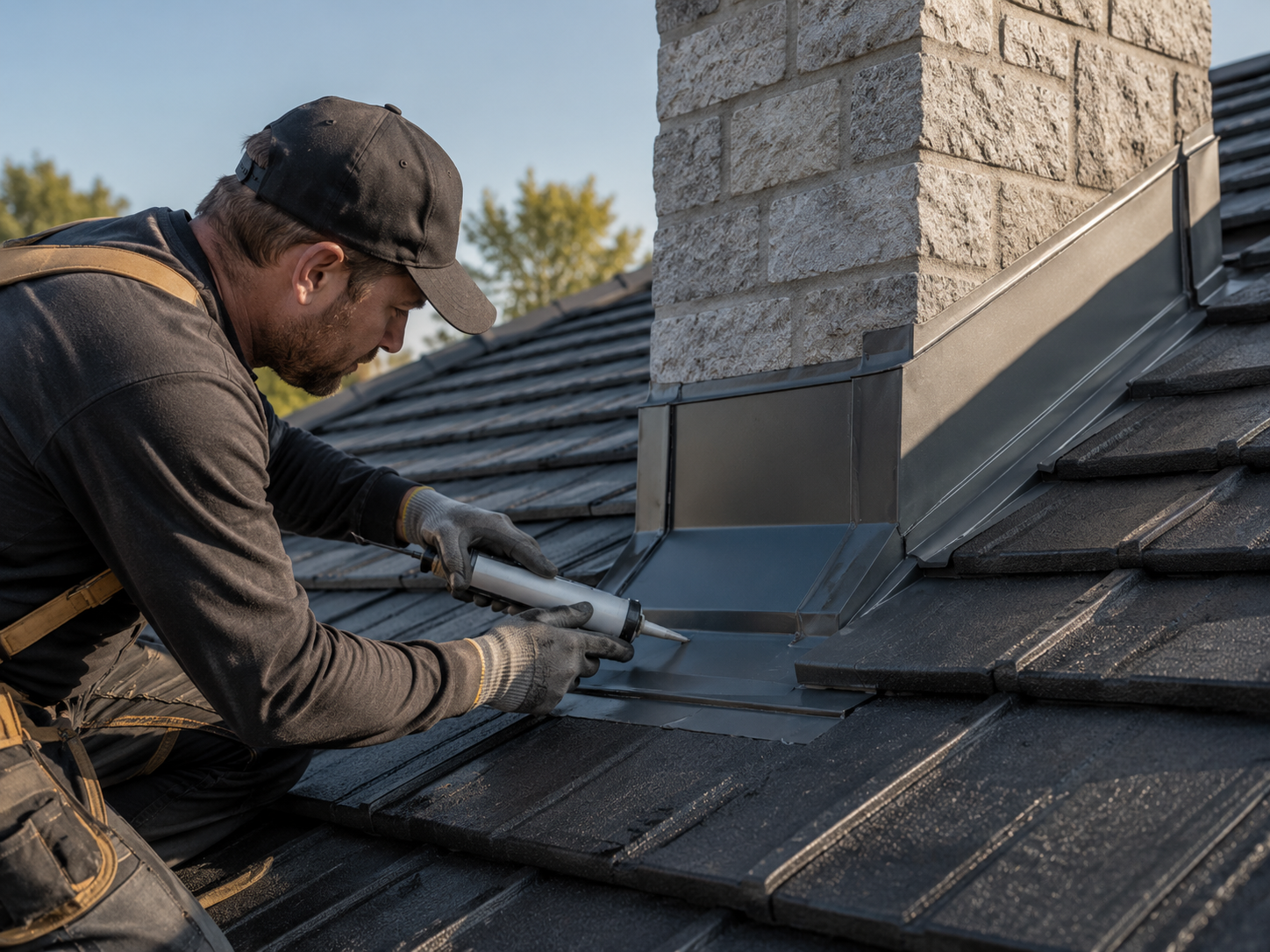 Close-up of ridge capping repair on a Mackay tile roof